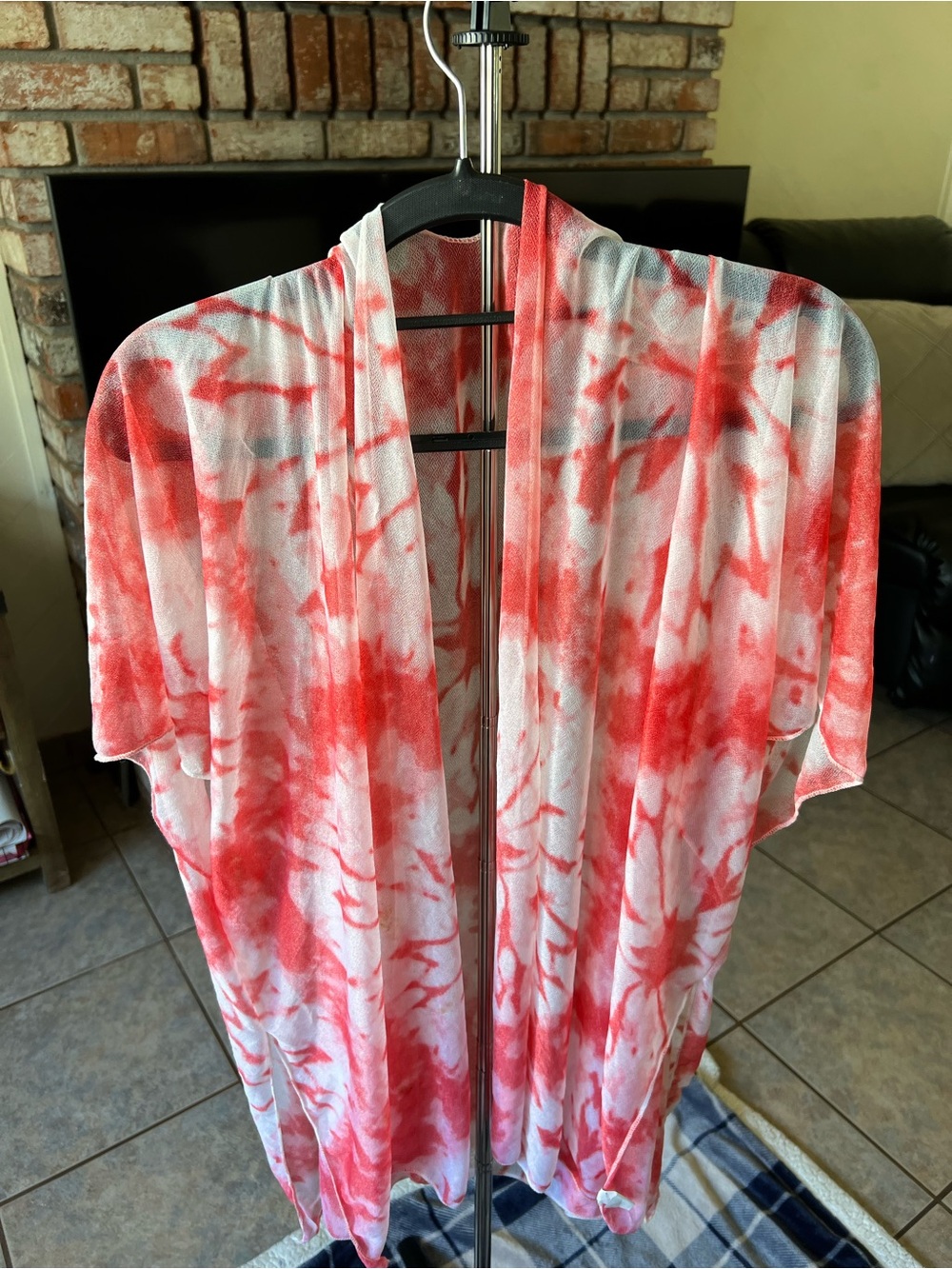 Red Tie-Dye Women’s Swim Coverup Kimono